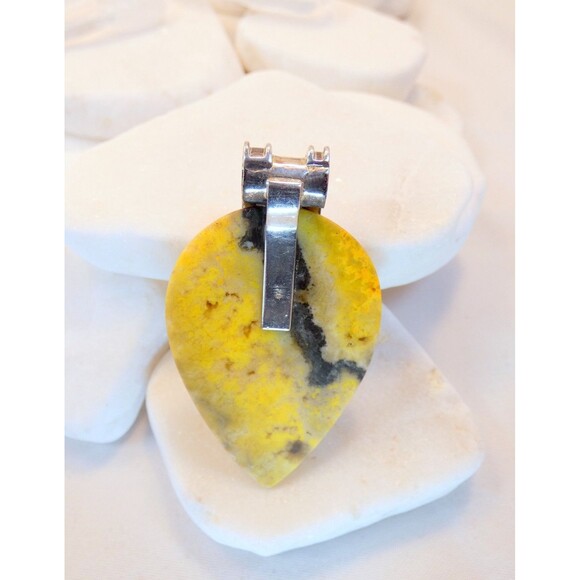 Natural Bumble Bee Jasper Sterling Silver Pendant Handmade - Picture 4 of 6